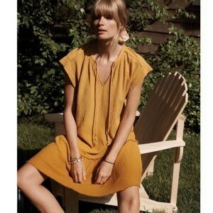 Anthropologie Lydia Breezy and sweet Gold Mustard Ombre cotton Tunic Dress